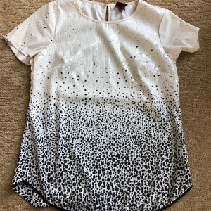 Ivory/black sequin top